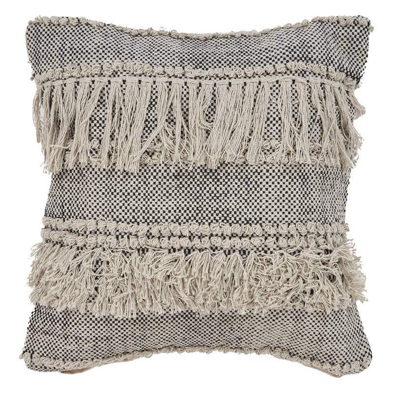 Sevita Gray Overtufted Farmhouse Indoor Throw Pillow 20 inch