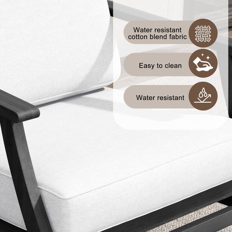 Teak Outdoor Patio Club Chairs Loveseat with Cushions