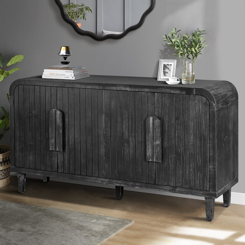 Console Cabinet File Cabinet Dining Cabinet with Fluted Doors, Decorative Cabinet Buffet Cabinet Pantry Cabinet