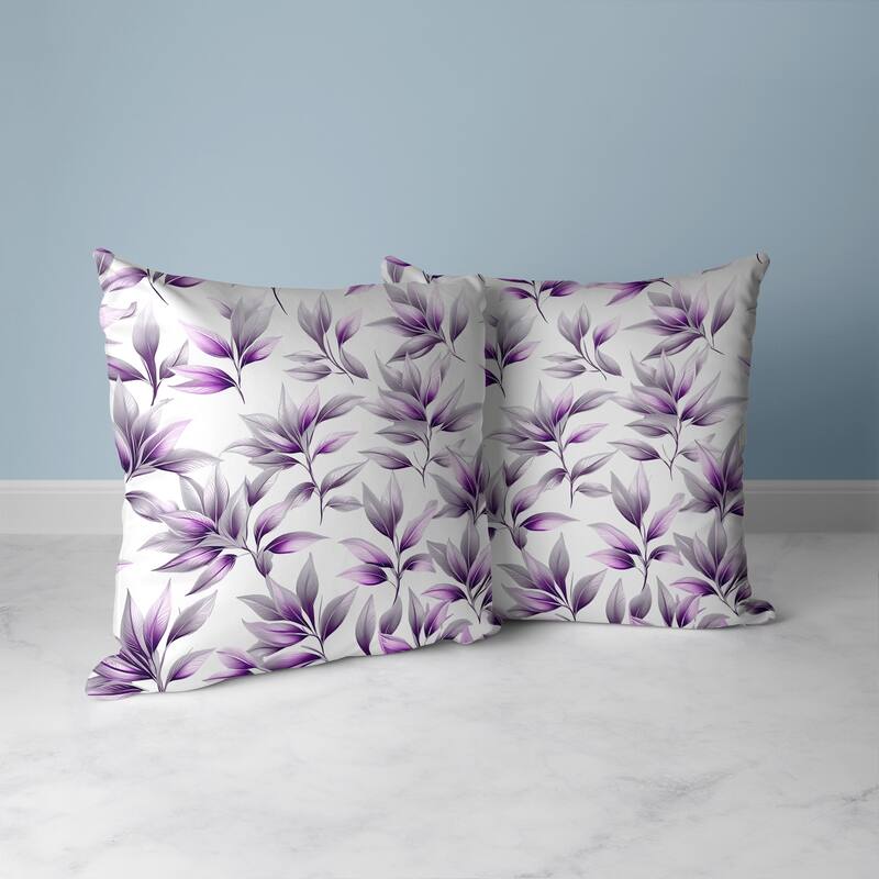 Enchanted Leaflet Faux Suede Reversible Throw Pillow Silver and Purple