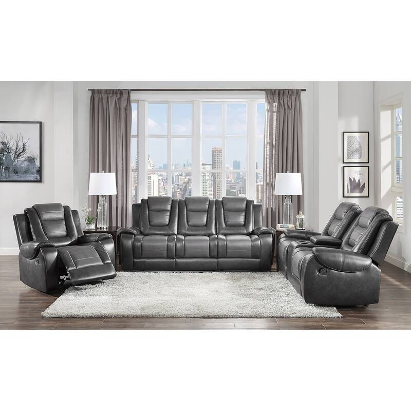 Grete Gray Premium Faux Leather Living Room Set