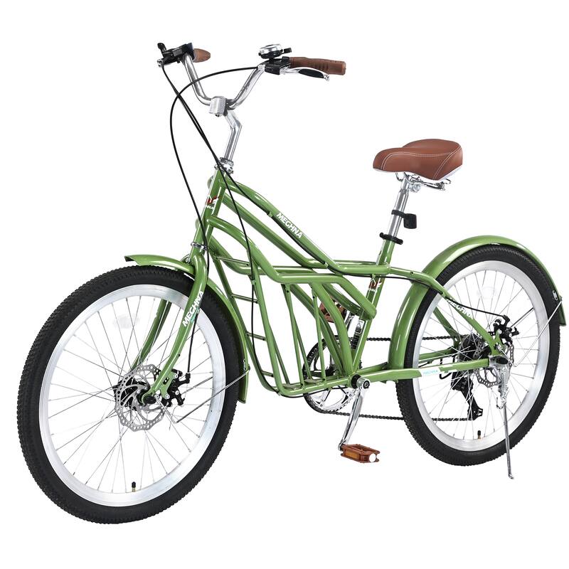 24 Inch Comfort Bike Urban Commuter Bicycles, 6 Speed Road Bicycles w/Dual Disc Brakes, Steel Frame for Teens, 16 Years and Up