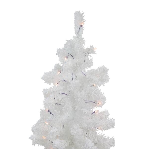 Shop 3 5 Pre Lit Potted Flocked White Pine Artificial Christmas Tree Clear Lights 3 5 Foot Overstock 28252584