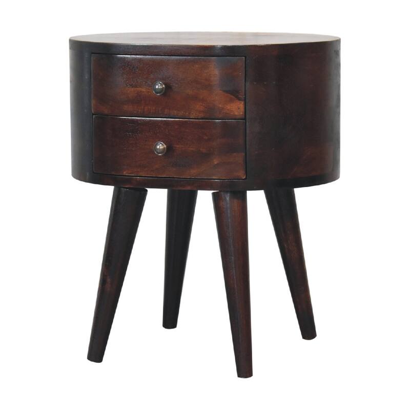 HomeRoots 21" Walnut Solid Wood Oval Two Drawer Nightstand
