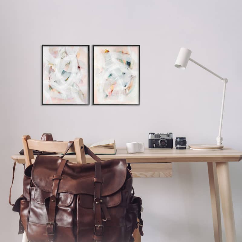 Stupell Subtle & Soft Abstraction Framed Giclee Art Design By Gemma Bardot (Set of 2)