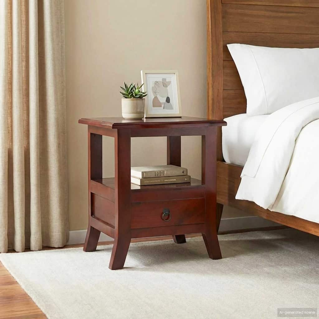 vidaXL Bedside Cabinet with Drawer Brown 15.75 x 15.75 x 17.91 in - 15.75 x 15.75 x 17.91 in