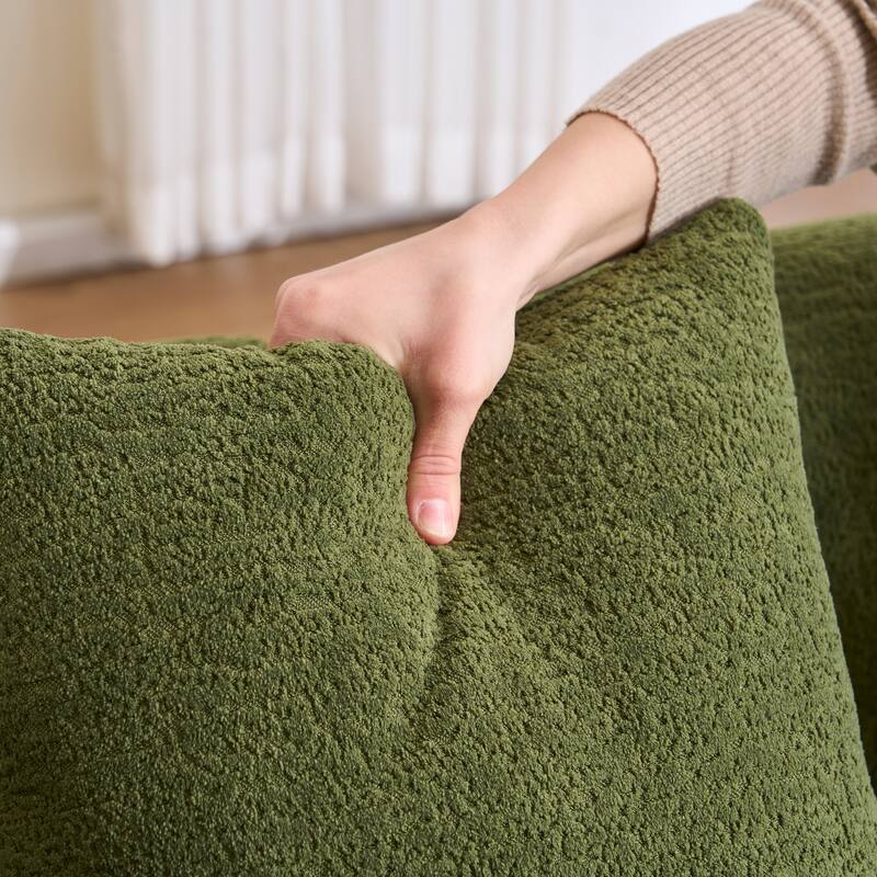 L-Shaped Sectional Sofa with Curved Chaise, Chenille Boneless Cloud Sofa, Modular 4-Seater Sofa with 4 Throw Pillows