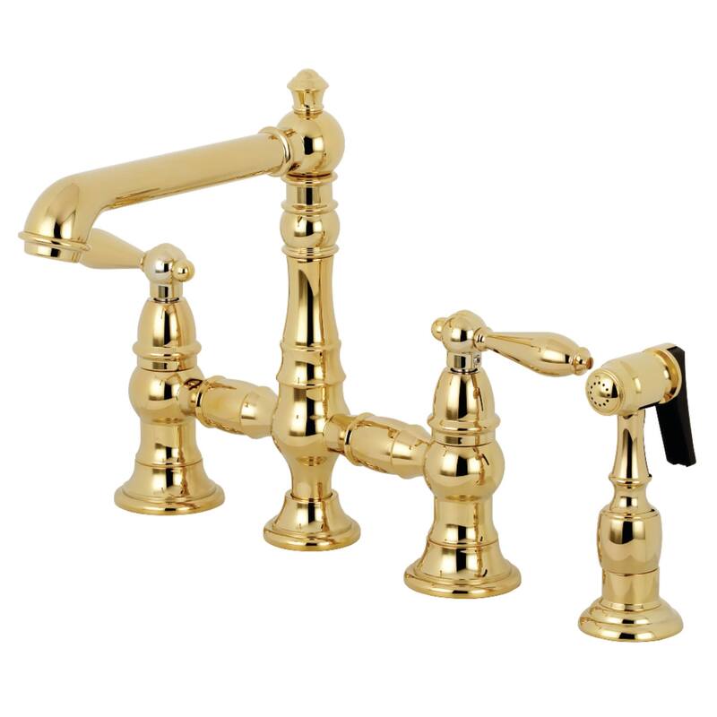 Kingston Brass English Country 1.8 GPM Bridge Kitchen Faucet - - Polished Brass