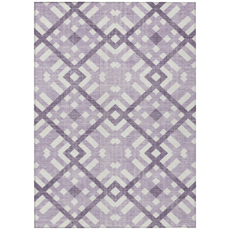 Machine Washable Indoor/ Outdoor Chantille Contemporary Trellis Rug