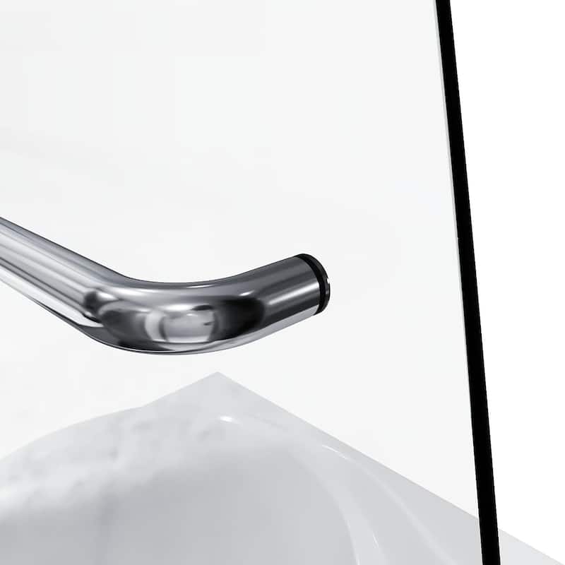Elegant Frameless Hinged Tub Shower Doors 48" W x 58" H with 5/16" Clear Glass Panel in Chrome Finish - 48" x 58"