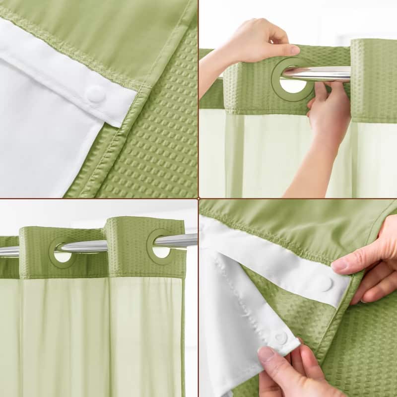 No Hook Embossed Shower Curtain with Snap-in Liner