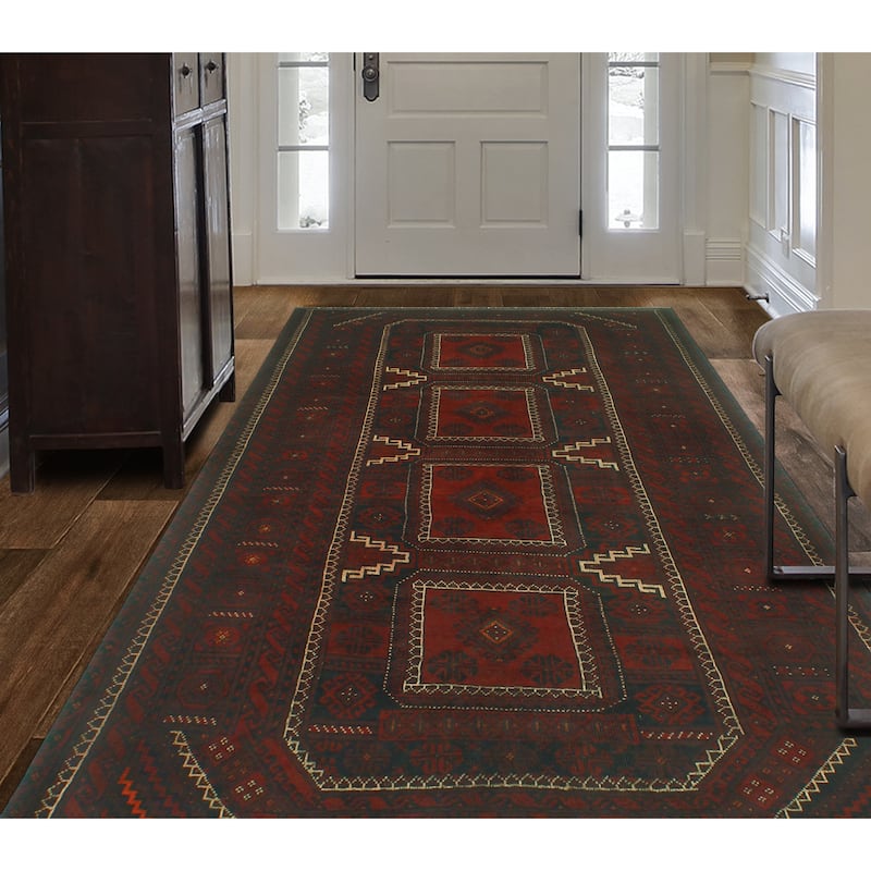 Vintage Distressed Jules Burgundy/Charcoal Rug - 5'4" x 9'3"