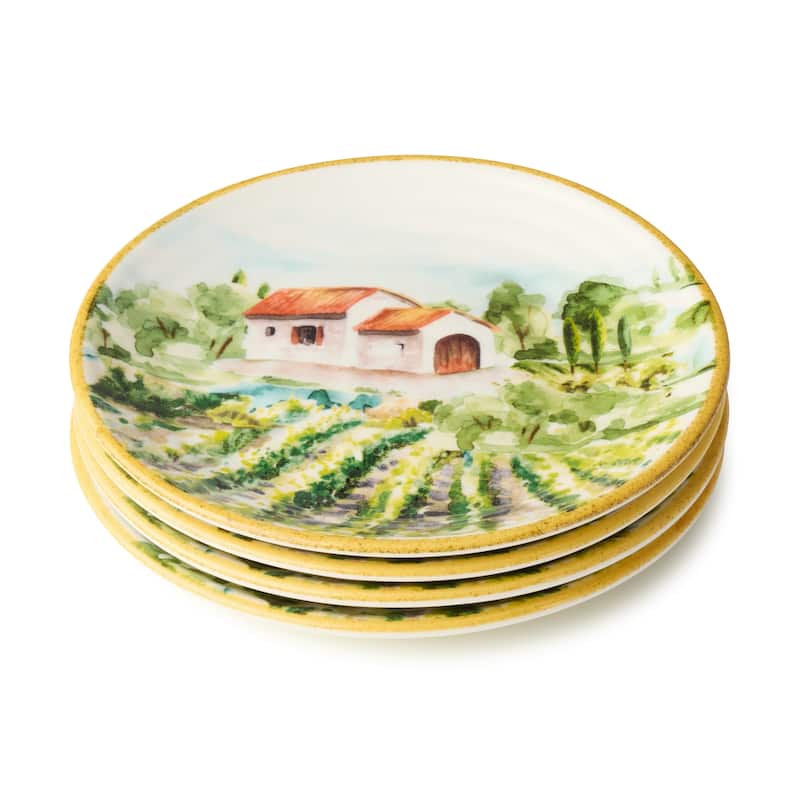 Certified International Tuscany 6" Canape/Luncheon Plates,Set of 4 - 6'' W x 6'' D x 0.75'' H