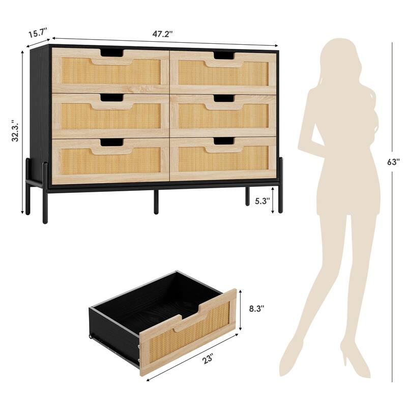 6 Rattan Openwork Grip Chest, with Storage