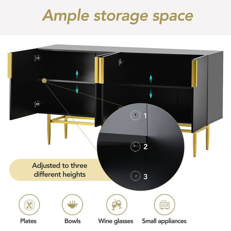 60" Modern Elegant 4-Door Cabinet Buffet/Sideboard