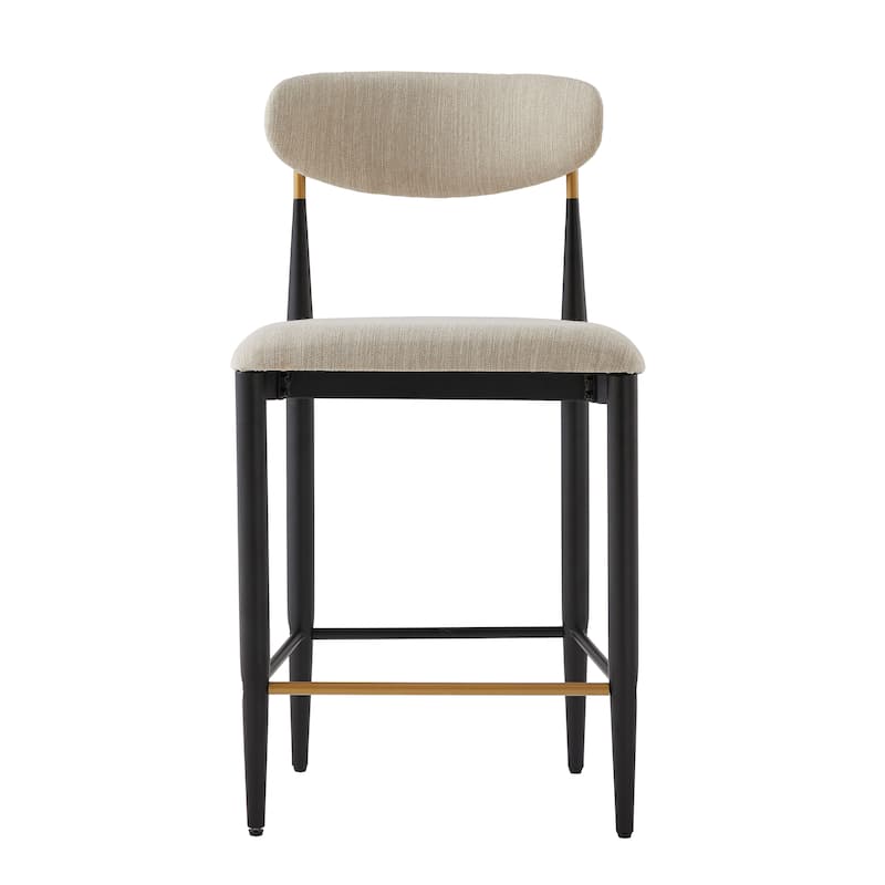 Christopher Knight Home - Livia Armless Bar Stool Set of 2 - Modern Fabric Upholstery with Sleek Black and Gold Metal Frame