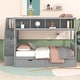 preview thumbnail 13 of 28, Twin over Full Bunk Bed with Shelfs, Storage Staircase and 2 Drawers
