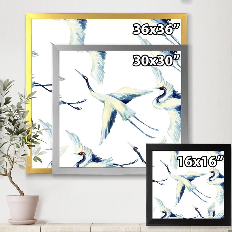 Designart "Asian Crane Bird" Traditional Framed Art Print Bed Bath