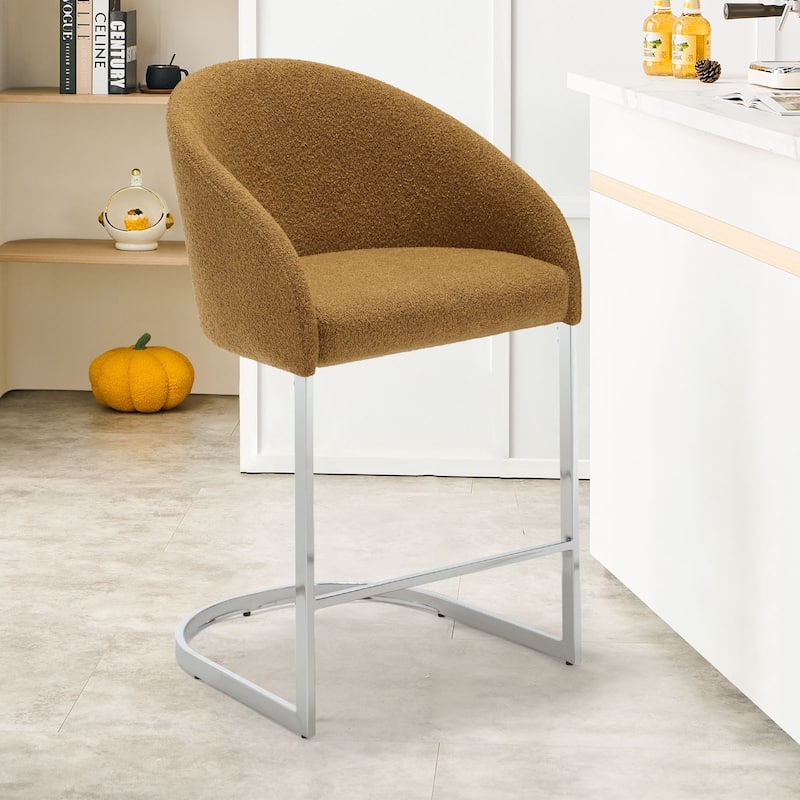 26" Fabric Upholstered Counter Height Bar Stools with Arms - 37" H x 22.4" W x 22" D - Single - Yellow