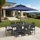 Option Black Table with Navy Blue Umbrella