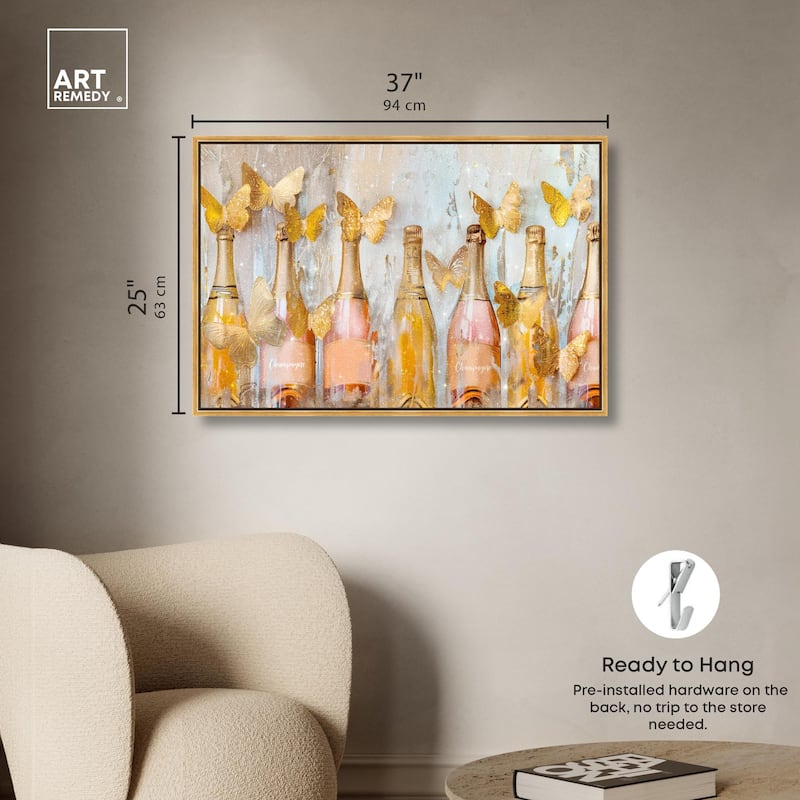 Golden Bright Campagne Line Canvas by Art Remedy