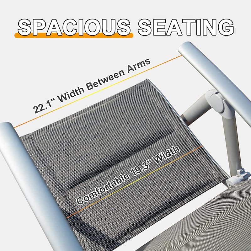 Patio Folding Chairs Set of 2, Aluminium Frame Outdoor Reclining Patio Chairs