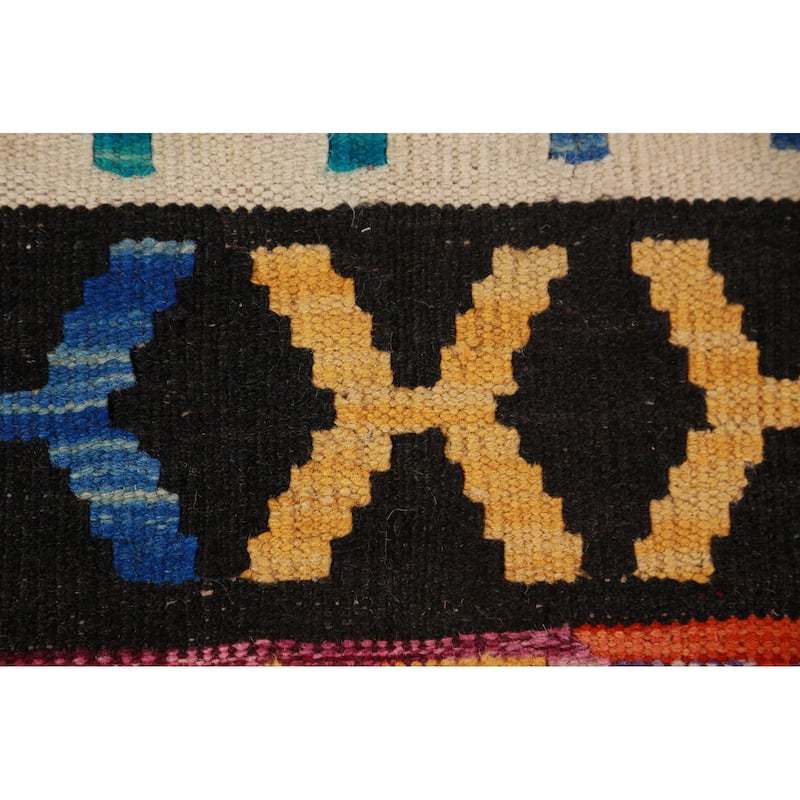 Reversible Kilim Oriental Area Rug Hand-Woven Dining Room Wool Carpet - 9'10"x 12'11"