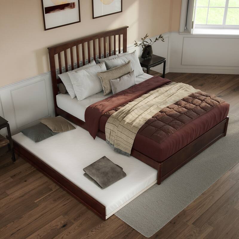 Everett Platform Bed with Panel Footboard and Twin XL Trundle