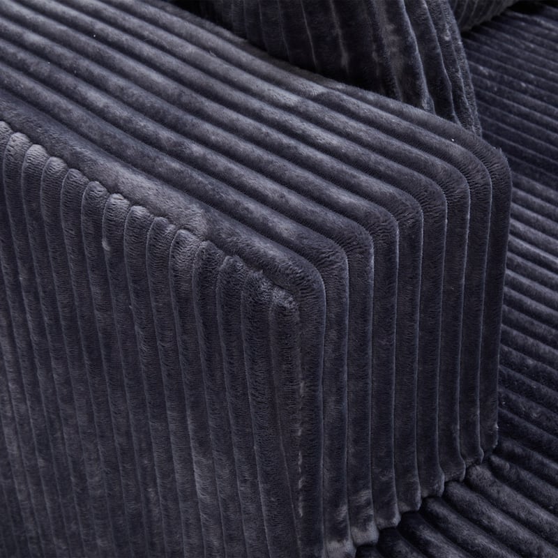 130" U-Shaped Terrycloth Fabric Sectional Sofa, No Assembly Required