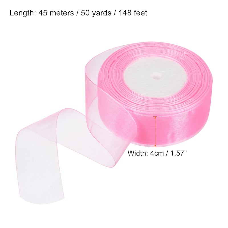 4cm 50 Yard Sheer Organza Ribbon Chiffon Decor Fabric Gift Wrapping