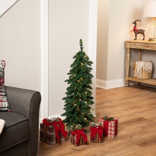 Pre-Lit Pencil Alpine Artificial Christmas Tree - Clear Lights