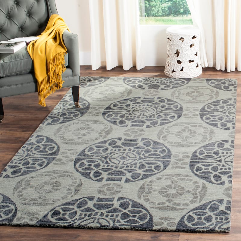 SAFAVIEH Handmade Wyndham Dinie Modern Wool Rug - 8'9" x 12' - Silver/Blue