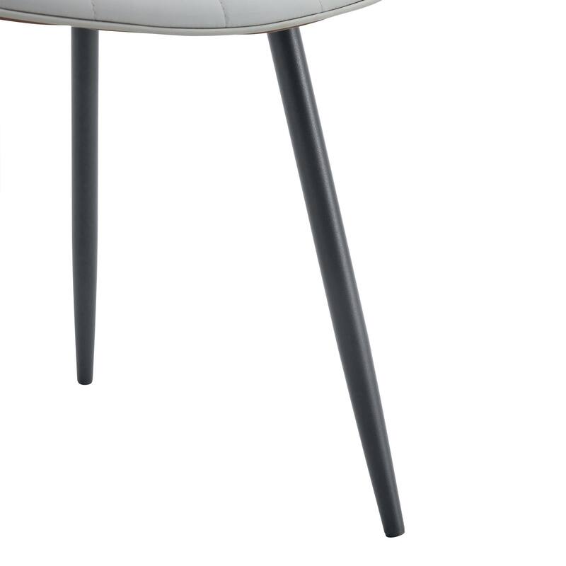 Extended Seat Cushion Pu Dining Chair Set-Four Pieces.Smooth Line Design,Integral Metal Leg Structure