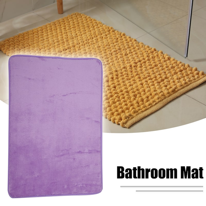 Solid Color Pattern Bathroom Rugs, Polyester Bath Mat, Machine Washable 90x60cm - Purple