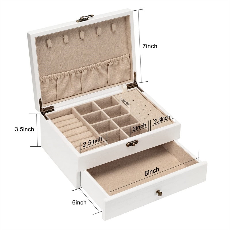 Jewelry Box for Women - 7"D x 10"W x 4.8"H