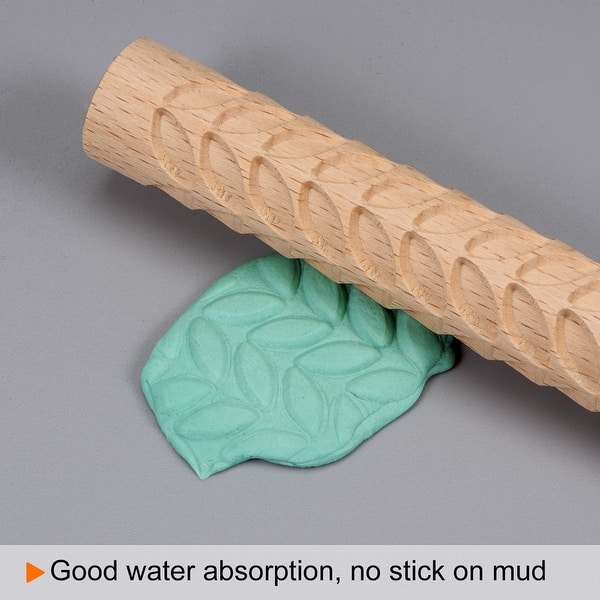 Wood Clay Roller Leaves Texture Rolling Emboss Beech 15cm x 2cm