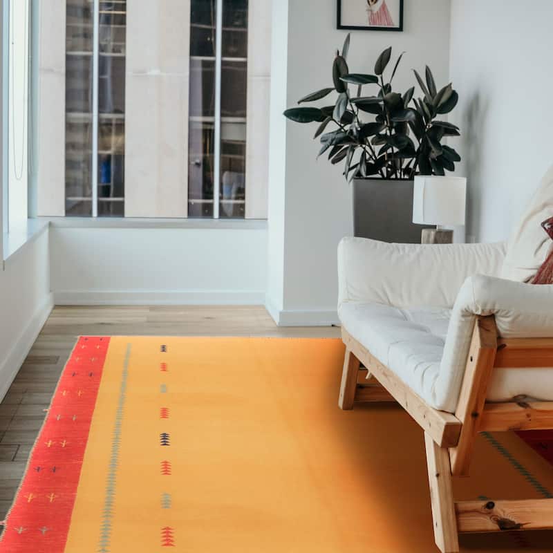 ECARPETGALLERY Flat-Weave Kashkuli Burnt Orange Wool Tapestry Kilim - 5'7 x 7'8