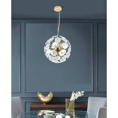 Crystal Chandelier, Modern Floral Shape Pendant Light, 6-Light Dandelion Chandelier, Gold Firework Light for Dining Room - N/A