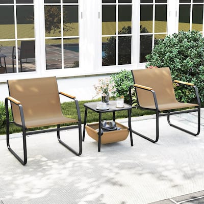 Costway 3 PCS Patio Furniture Set with Breathable Mesh Fabric and - See Details
