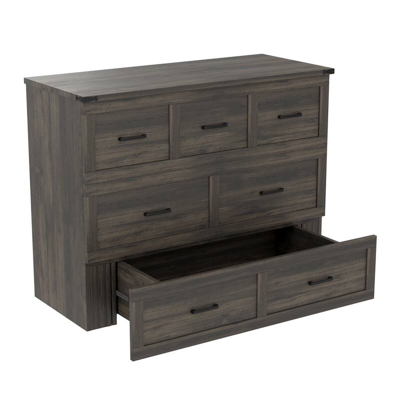 Murphy Bed Cabinet with Charging Station, Large Storage Drawer