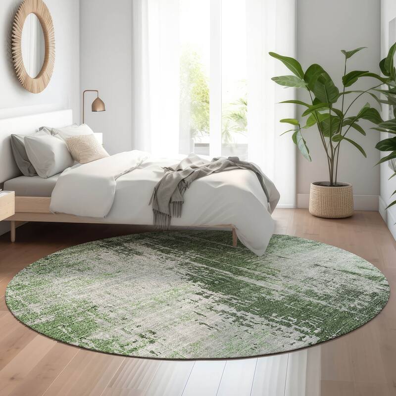 Premium Washable Super Soft Abstract Ombre Mayfield Rug - Fern - 8' x 8' - Round