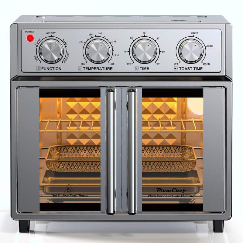 PlumChef 26QT Extra-Large French Double-Door Air Fryer Convection Toaster Oven, 1700W, 7 Preset Menus, 7-in-1 Multi-Function