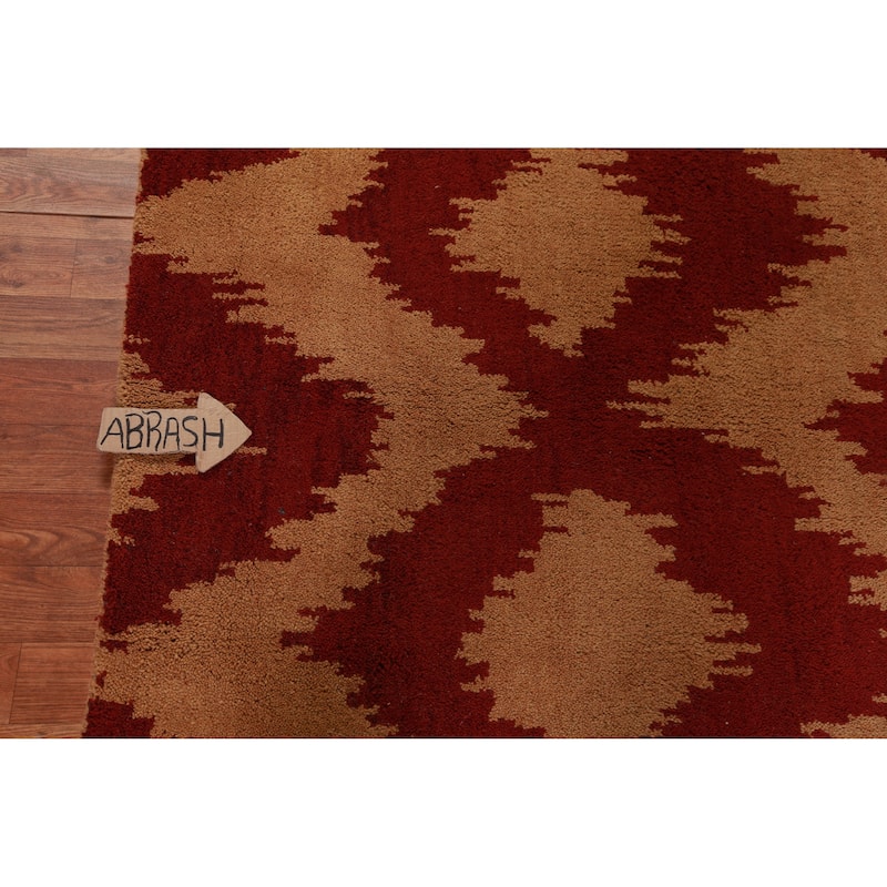 Hand Knotted Oriental 100% Wool Carpet Modern Geometric Oranges & Rust Moroccan Area Rug - 11' 8'' X 8' 10''