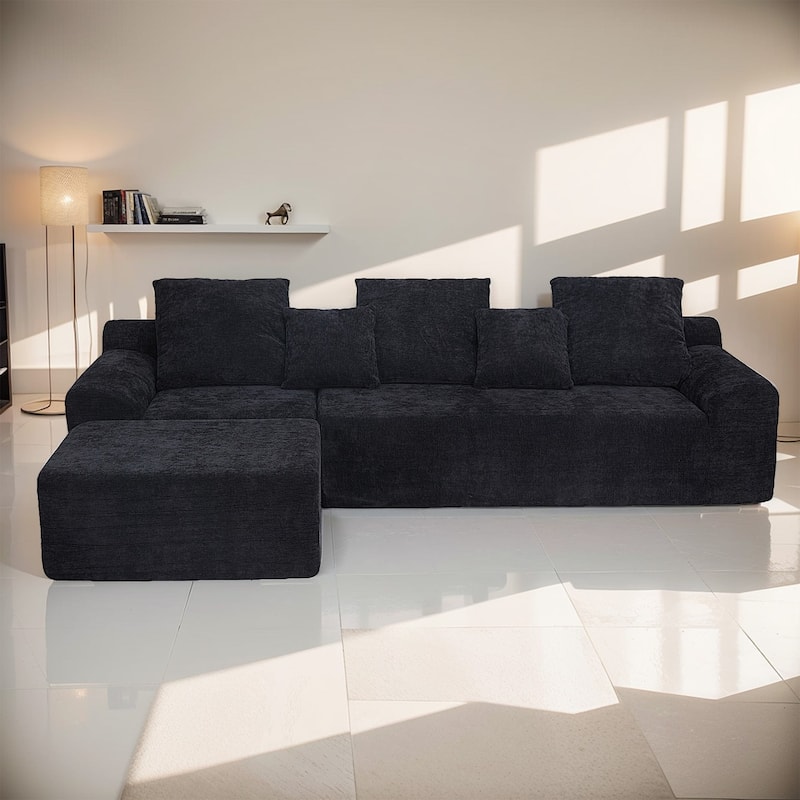 Sofa 111-in Casual Black 3 -seater Reclining Sectional - 8' x 10'