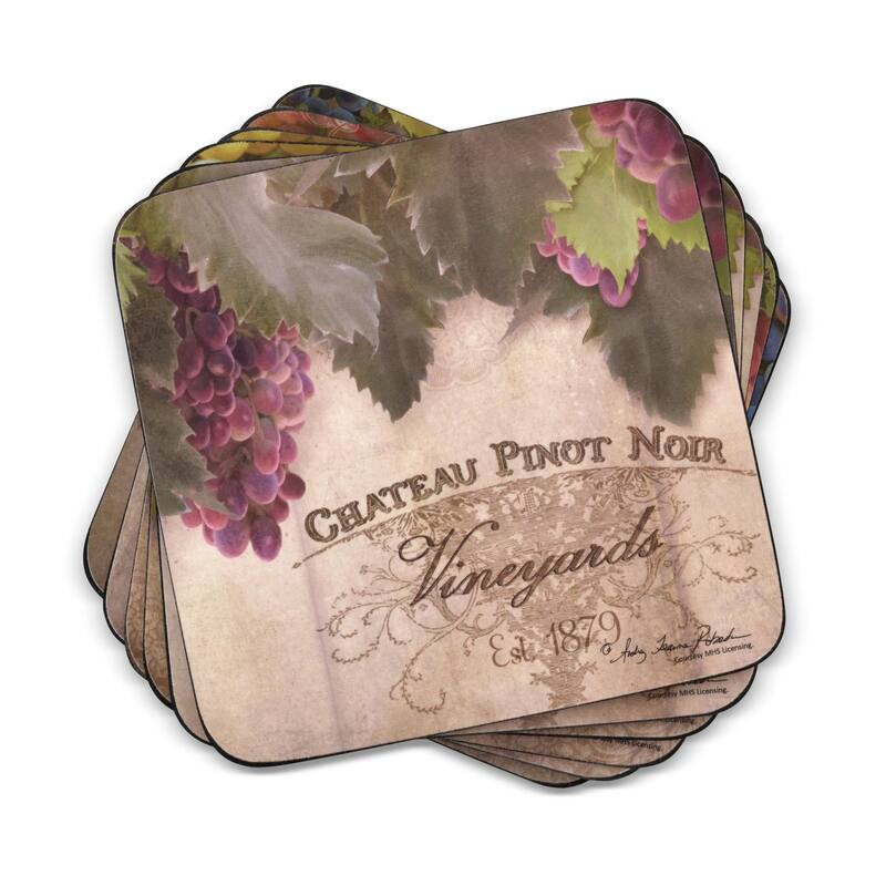 Pimpernel Set of 6 Tuscan Vineyard Coasters - 4 Inches Sq. - 4 Inches Sq.