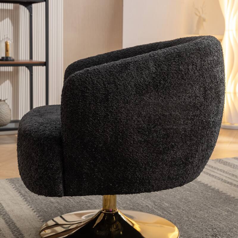 Accent Swivel Chair With Gold Metal Round Base