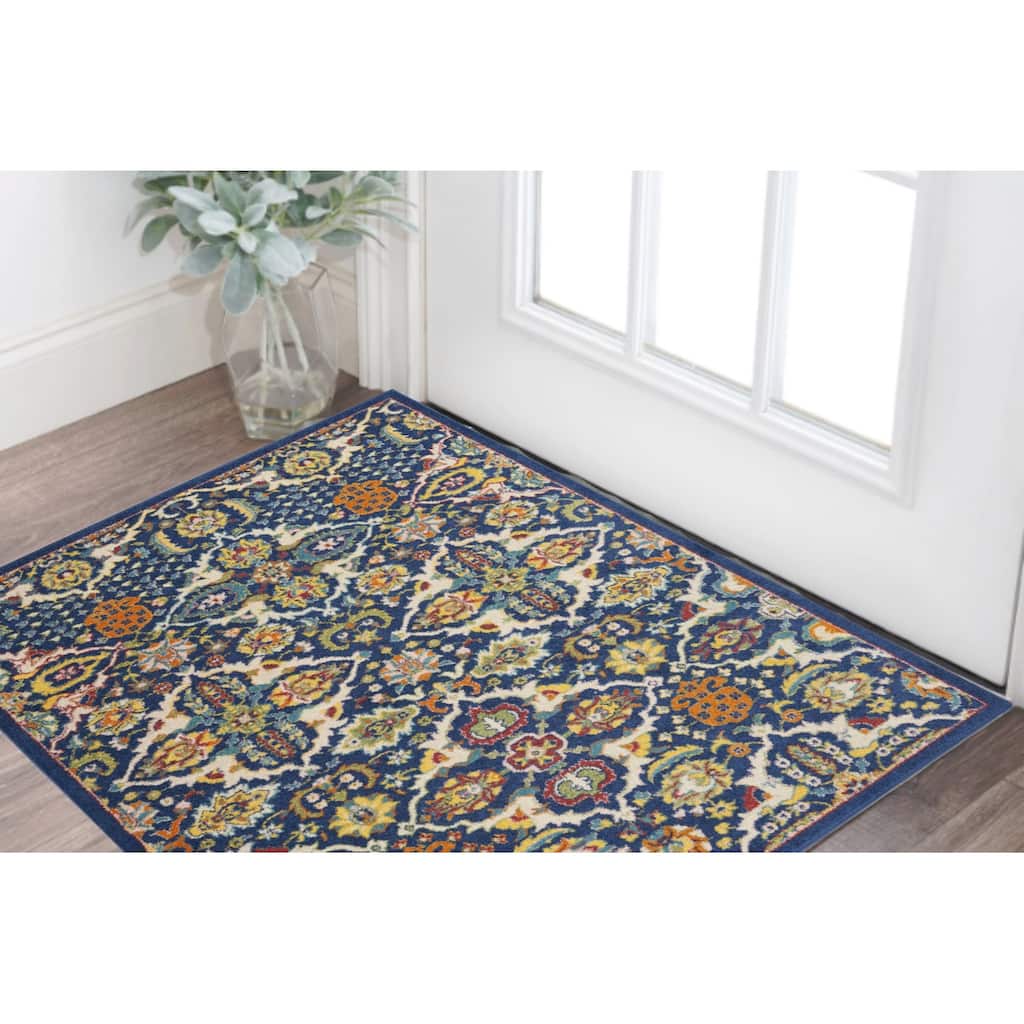 Cidij Power Loomed Floral Traditional Low Pile Durable Area Rug By HomeRoots - 60' X '36' X '0.25