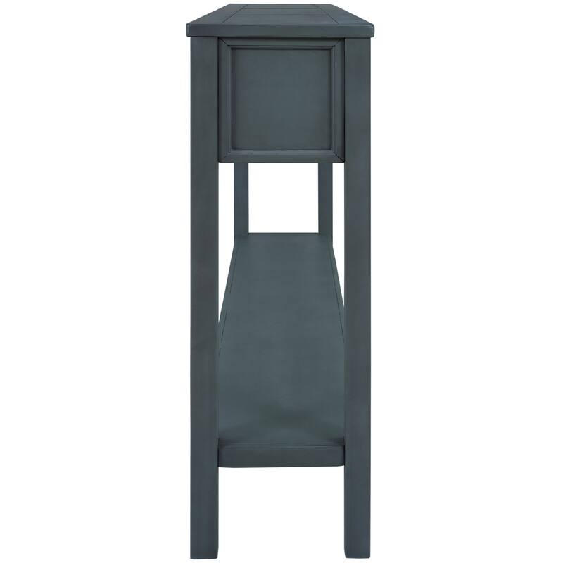 Rustic Entryway Console Table, 60" Long Sofa Table with two Different Size Drawers and Bottom Shelf for Storage