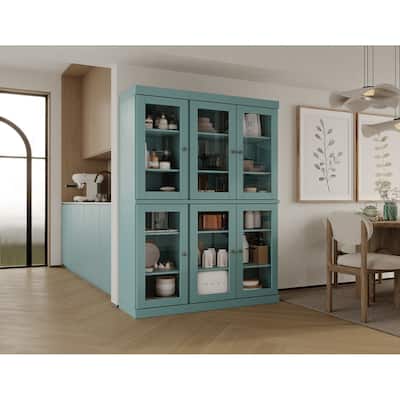 Palace Imports 100% Solid Wood 48.5" Pantry China Cabinet with Clear Glass Doors and Adjustable Shelves