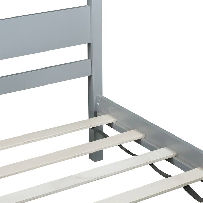 Twin Size Platform Bed with Headboard and Footboard, Rubber Wood